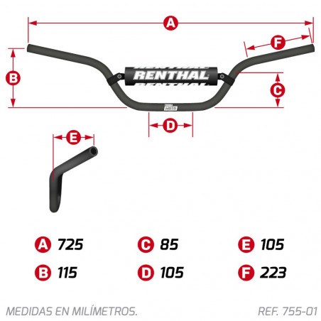 MANILLAR RENTHAL 7/8" ROAD MEDIUM