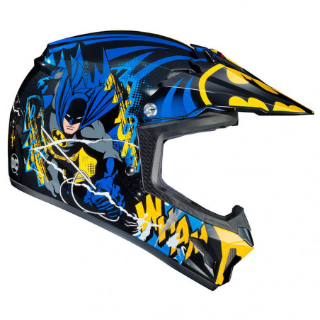 Sur brillo Cerdo CASCO HJC CL-XY II BATMAN DC COMICS COLOR Azul/Amarillo TALLA S