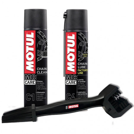 PACK LIMPIA CADENA FACTORY LINE MOTUL MC CARE C1 + C4