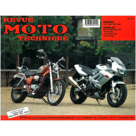 MANUAL REVUE MOTO TECHNIQUE HONDA VTR1000F, APRILIA RS125/ETX125