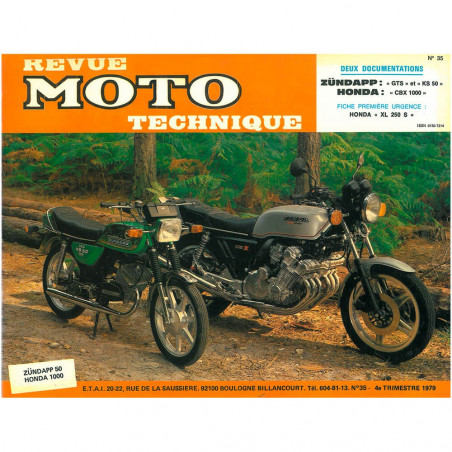 MANUAL REVUE MOTO TECHNIQUE ZÜNDAP GTS50, KS50. HONDA CBX1000