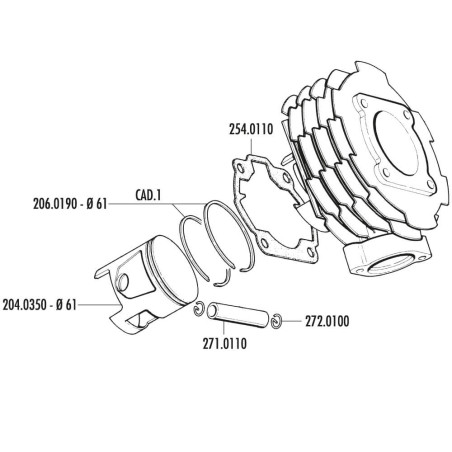 CILINDRO POLINI Ø61 VESPA T5 125