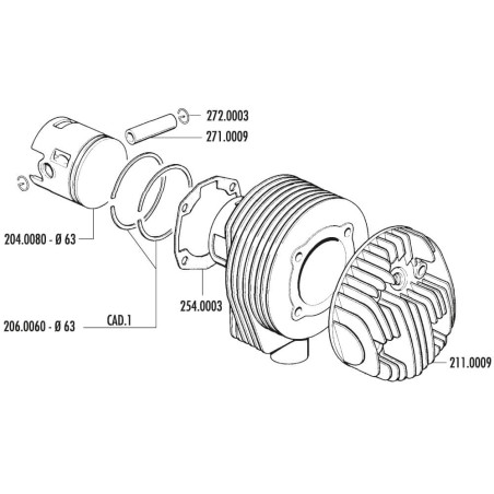 CILINDRO POLINI Ø63 VESPA PX 125, TS, COSA