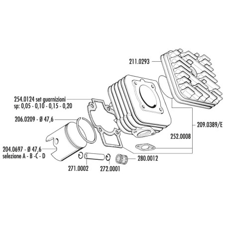 EQUIPO MOTOR POLINI EVOLUTION Ø47.6 PIAGGIO AC BULÓN Ø12