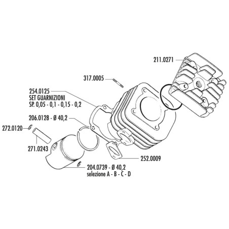 EQUIPO MOTOR POLINI EVOLUTION Ø40.2 MINARELLI HORIZONTAL AC BULÓN Ø10