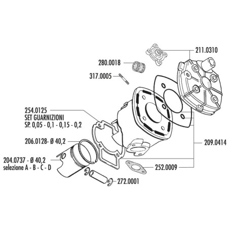 EQUIPO MOTOR POLINI EVOLUTION Ø40.2 MINARELLI HORIZONTAL LC BULÓN Ø12